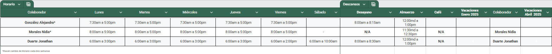 Horario Administrativo